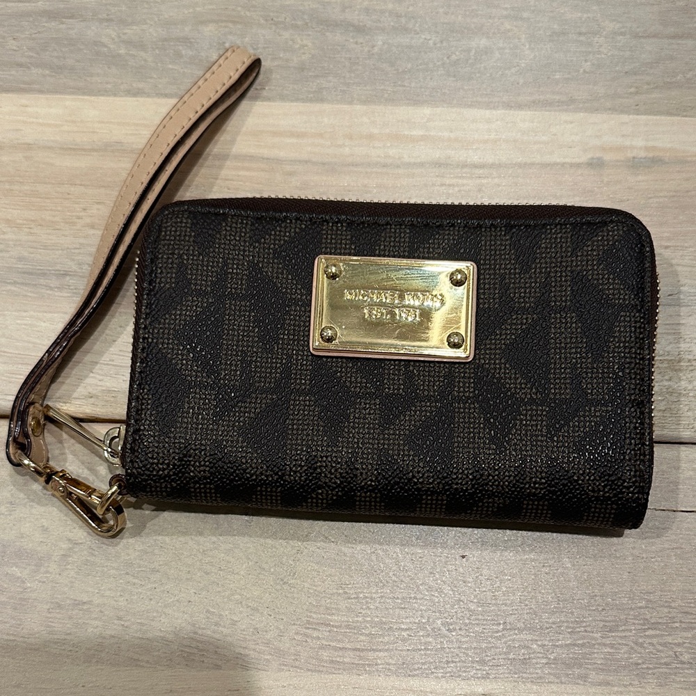 Michael Kors Brown and Gold Wristlet wallet bag
